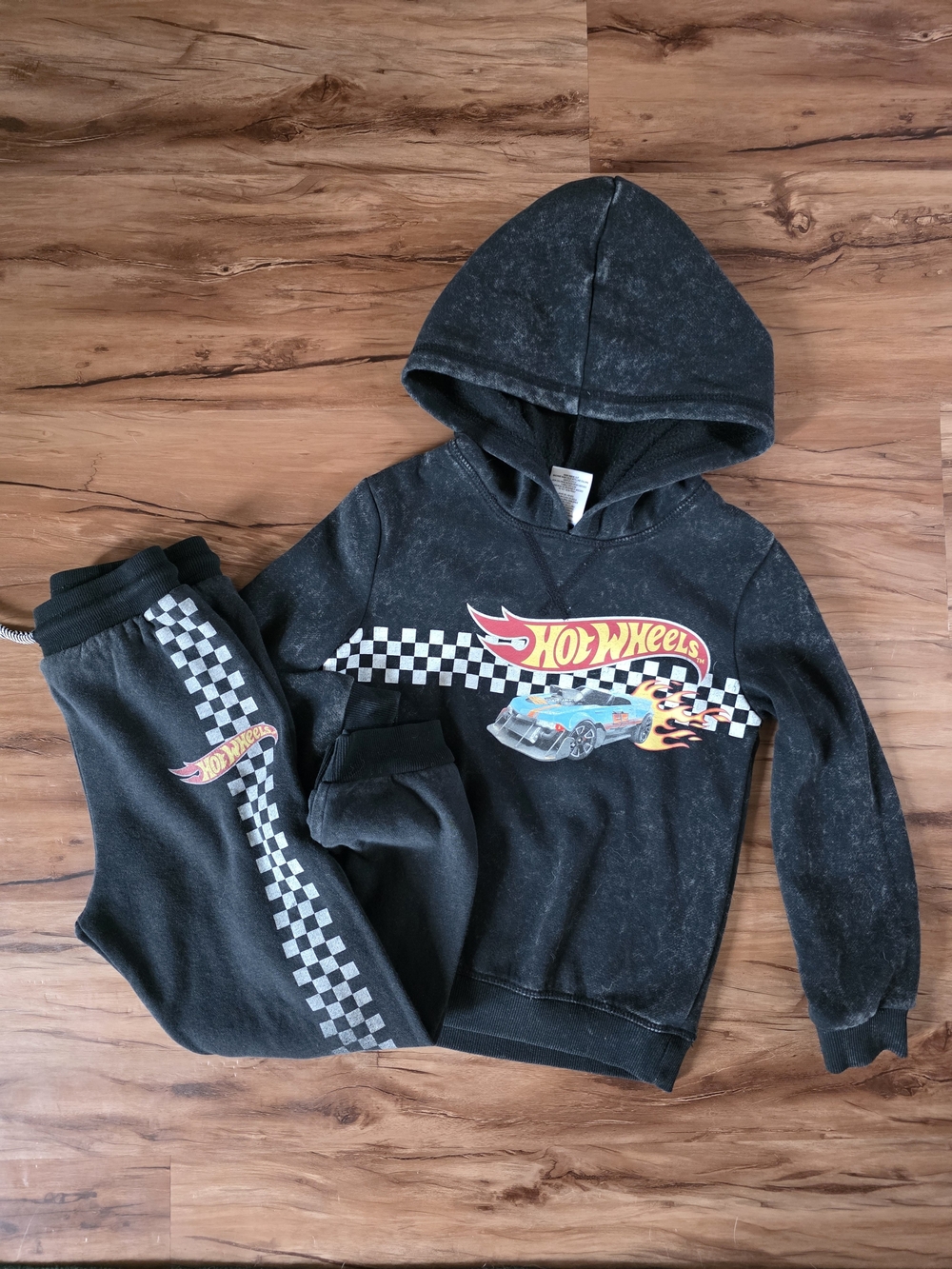 Hot Wheels Kids Black Hooded Sweatshirt and Joggers Matching Set